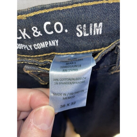 Roebuck & Co. Men’s Straight Jeans Size 36x32 Slim Dark Blue Vtg Streetwear NWT - Picture 3 of 12